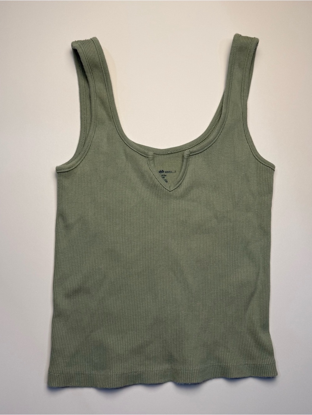 Brandy Melville Sleeveless Ribbed Tank Top in Olive Green